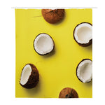 Yellow Coconut Pattern Print Polyester Shower Curtain