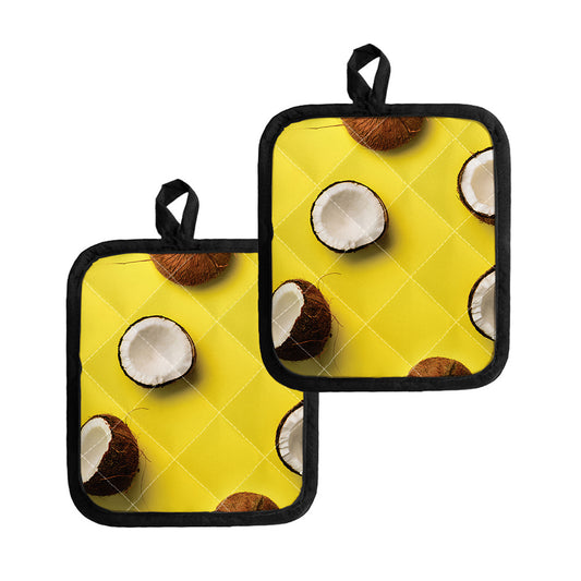 Yellow Coconut Pattern Print Pot Holders