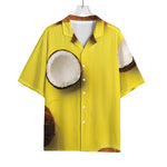 Yellow Coconut Pattern Print Rayon Hawaiian Shirt
