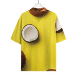 Yellow Coconut Pattern Print Rayon Hawaiian Shirt