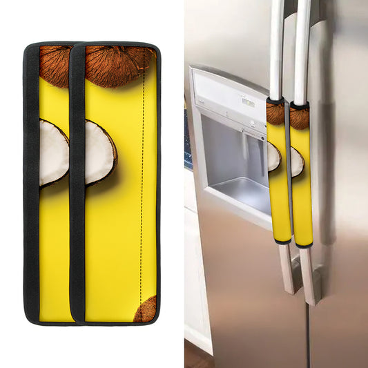 Yellow Coconut Pattern Print Refrigerator Handle Covers