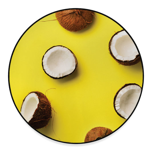 Yellow Coconut Pattern Print Round Floor Mat