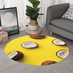 Yellow Coconut Pattern Print Round Rug