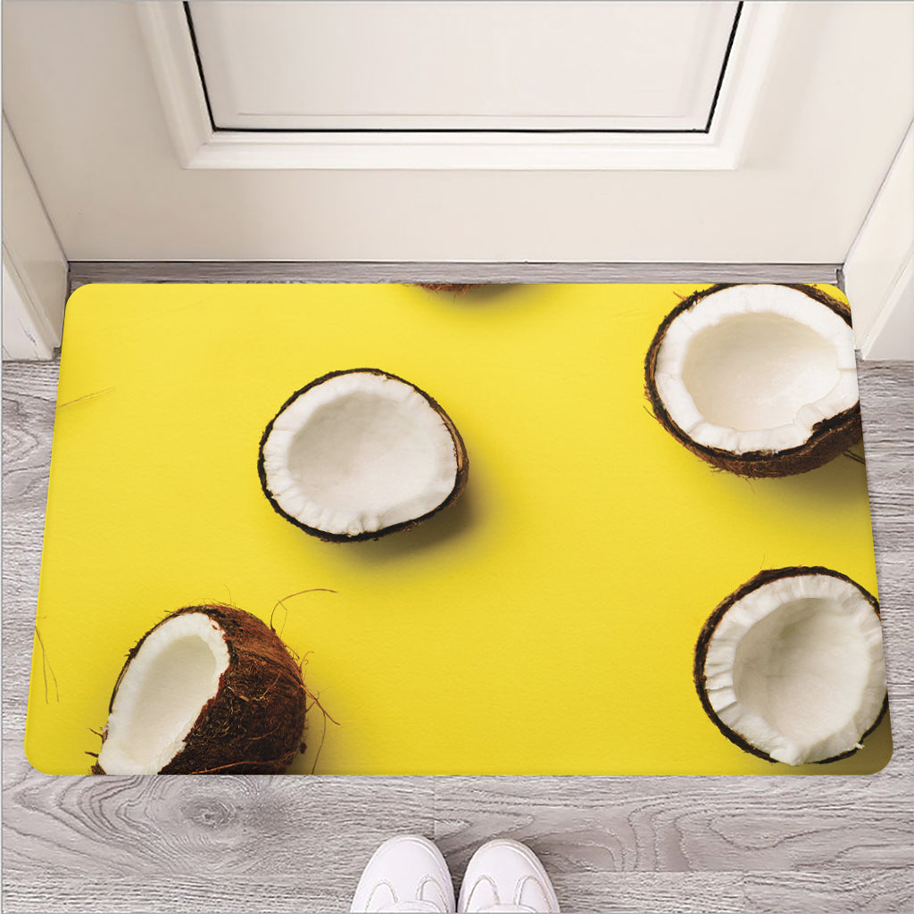 Yellow Coconut Pattern Print Rubber Doormat