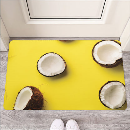 Yellow Coconut Pattern Print Rubber Doormat