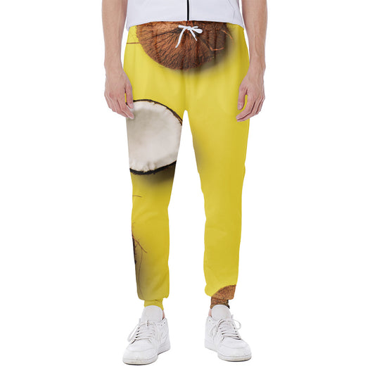 Yellow Coconut Pattern Print Scuba Joggers