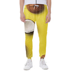 Yellow Coconut Pattern Print Scuba Joggers