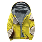 Yellow Coconut Pattern Print Sherpa Lined Zip Up Hoodie