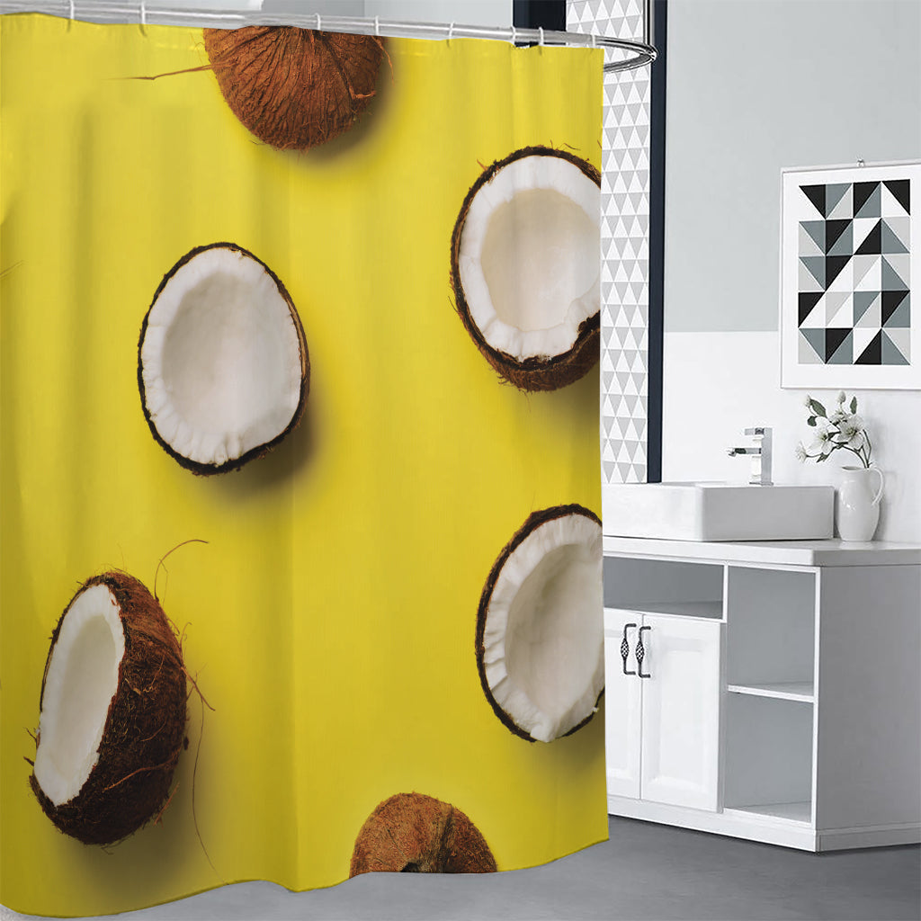 Yellow Coconut Pattern Print Shower Curtain