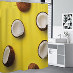 Yellow Coconut Pattern Print Shower Curtain