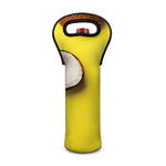 Yellow Coconut Pattern Print Single Neoprene Wine Tote