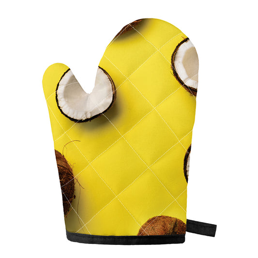 Yellow Coconut Pattern Print Single Oven Mitt