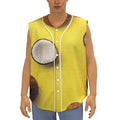 Yellow Coconut Pattern Print Sleeveless Baseball Jersey