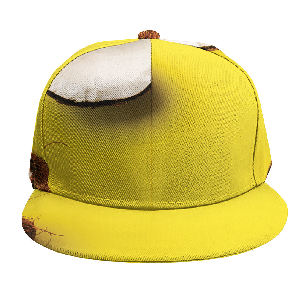 Yellow Coconut Pattern Print Snapback Cap