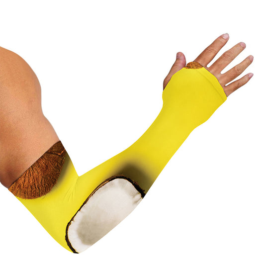 Yellow Coconut Pattern Print Sun Protection Arm Sleeves