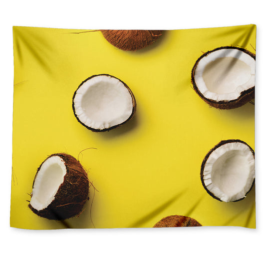 Yellow Coconut Pattern Print Tapestry