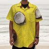 Yellow Coconut Pattern Print Textured Short Sleeve Shirt