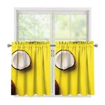 Yellow Coconut Pattern Print Tier Curtains