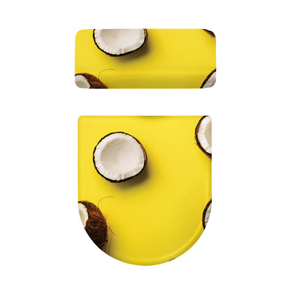 Yellow Coconut Pattern Print Toilet Lid And Tank Cover Set