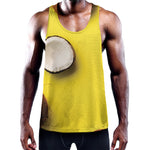 Yellow Coconut Pattern Print Training Tank Top