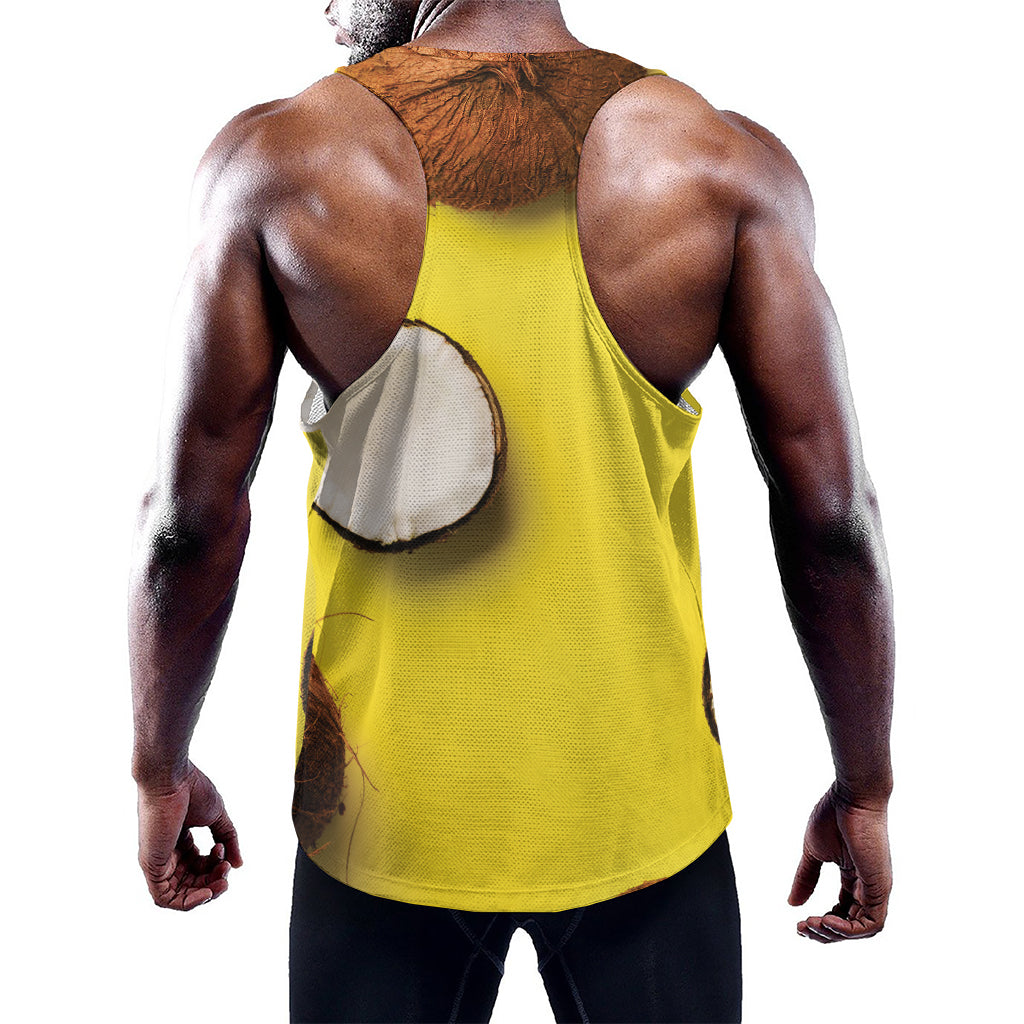 Yellow Coconut Pattern Print Training Tank Top