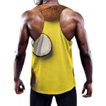 Yellow Coconut Pattern Print Training Tank Top