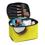 Yellow Coconut Pattern Print Travel Makeup Bag