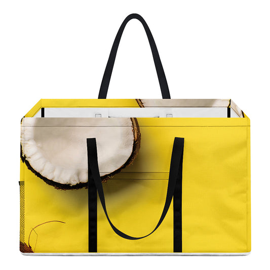 Yellow Coconut Pattern Print Utility Tote Bag