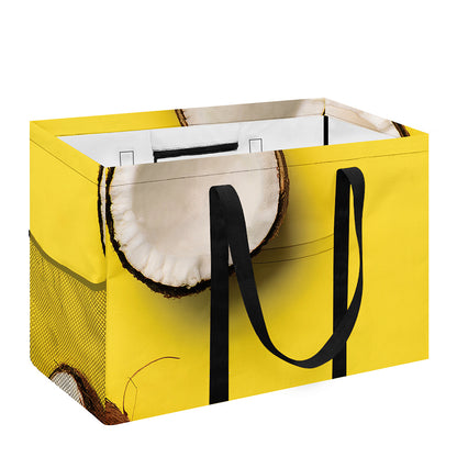Yellow Coconut Pattern Print Utility Tote Bag