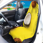 Yellow Coconut Pattern Print Waterproof Car Seat Cover