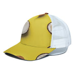 Yellow Coconut Pattern Print White Mesh Trucker Cap