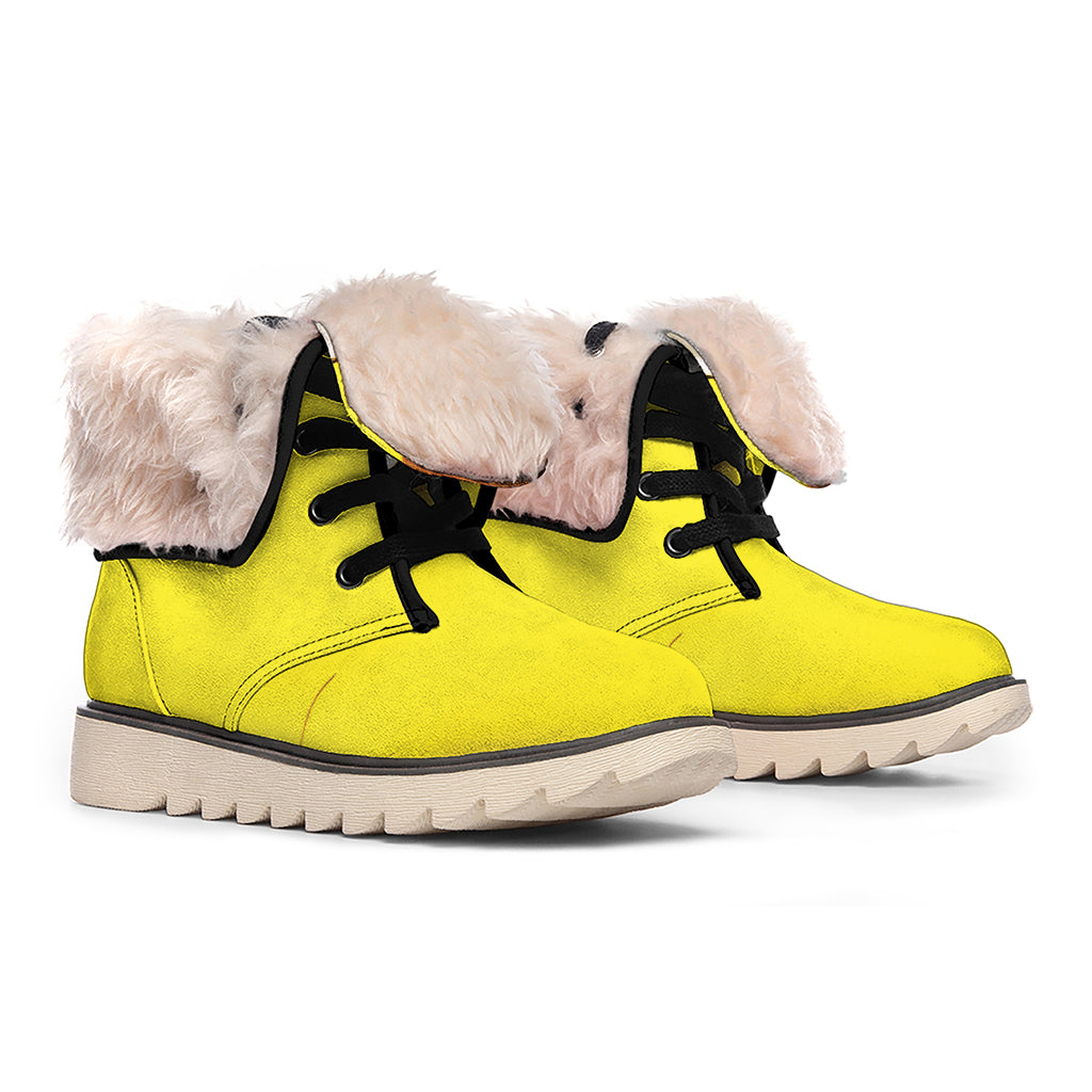Yellow Coconut Pattern Print Winter Boots