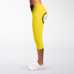 Yellow Coconut Pattern Print Women's Capri Leggings