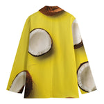 Yellow Coconut Pattern Print Women's Cotton Blazer