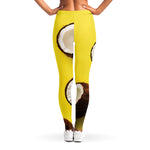 Yellow Coconut Pattern Print Women's Leggings