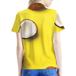 Yellow Coconut Pattern Print Women's Polo Shirt