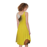 Yellow Coconut Pattern Print Women's Sleeveless Dress