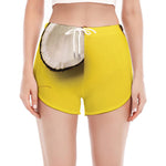 Yellow Coconut Pattern Print Women's Split Running Shorts