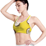 Yellow Coconut Pattern Print Women's Sports Bra
