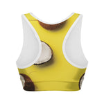 Yellow Coconut Pattern Print Women's Sports Bra