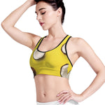Yellow Coconut Pattern Print Women's Sports Bra