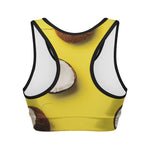Yellow Coconut Pattern Print Women's Sports Bra