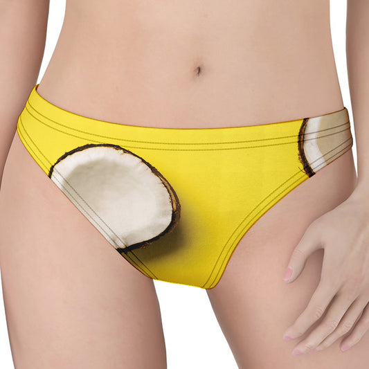 Yellow Coconut Pattern Print Women's Thong