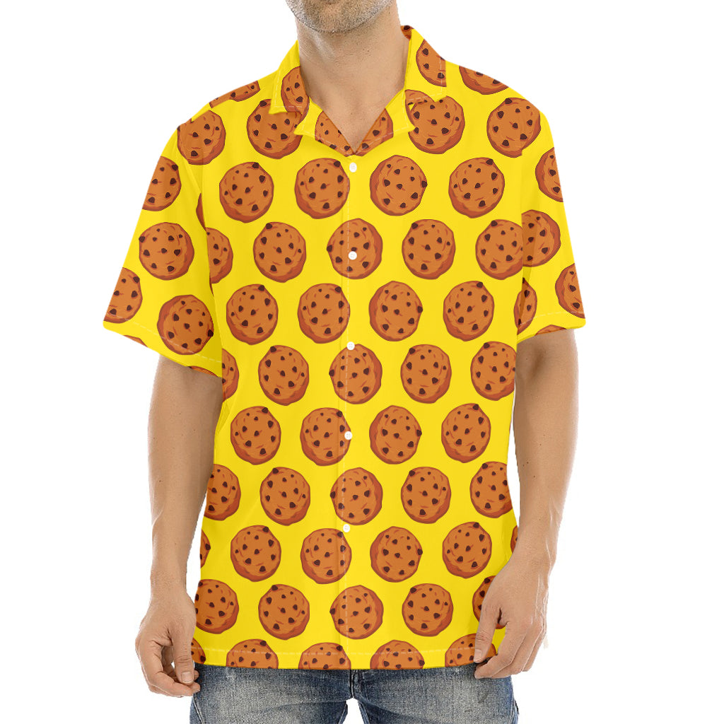 Yellow Cookie Pattern Print Aloha Shirt