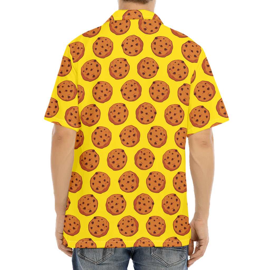 Yellow Cookie Pattern Print Aloha Shirt