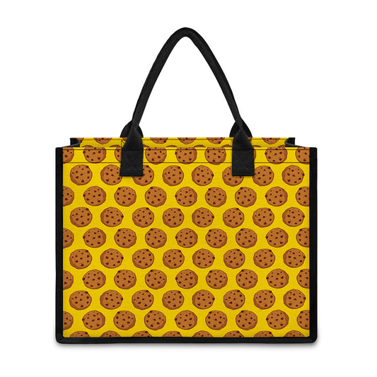 Yellow Cookie Pattern Print Canvas Tote Bag