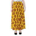 Yellow Cookie Pattern Print Chiffon Maxi Skirt