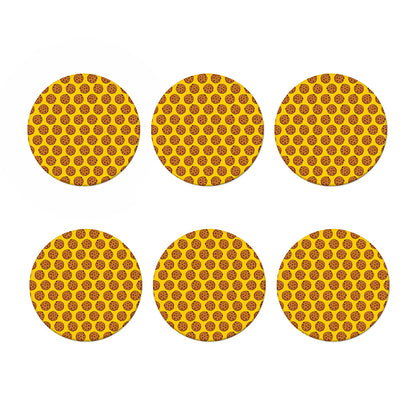 Yellow Cookie Pattern Print Coaster Set