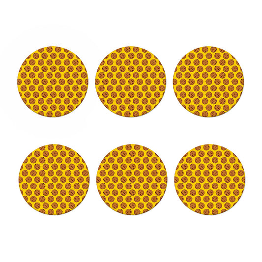 Yellow Cookie Pattern Print Coaster Set