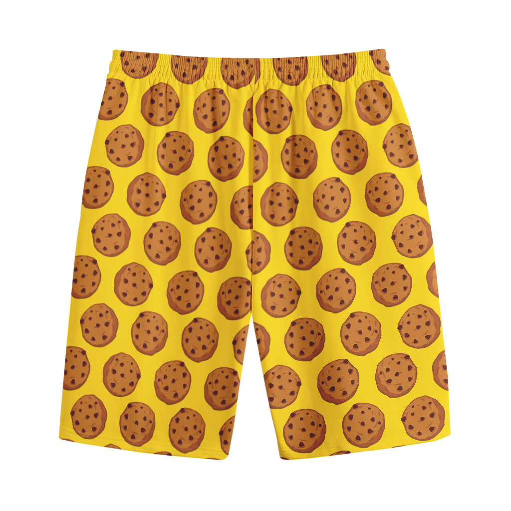 Yellow Cookie Pattern Print Cotton Shorts